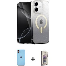 Cepte Toptan iPhone 11 Eksen Minimal Özel Seri - Siyah Bilvis 3D Cam Ekran Koruyucu + Turuncu Neon Fosforlu Kamera Lens