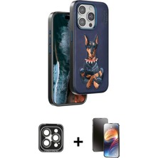 Cepte Toptan iPhone 15 Pro Max Nova Form Koleksiyonu - Siyah 3D Antistatik Mat Seramik Nano Ekran Koruyucu + Gri Pvd Metal Kamera Lens