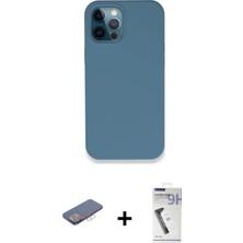 Cepte Toptan iPhone 12 Pro Zirve Modern Özel Seri - Şeffaf Uv Polymer Nano Ekran Koruyucu + Pembe Renkli Kamera Lens Koruma Cam