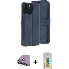 Cepte Toptan iPhone 15 Siluet Işık Serisi - Siyah Polymer Nano Ekran Koruyucu + Yeşil Raze Metal Kamera Lens