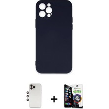 Cepte Toptan iPhone 12 Pro Max Ahenk Serisi - Şeffaf Temperli Cam Ekran Koruyucu + Gökkuşağı Shine Kamera Lens