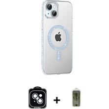 Cepte Toptan iPhone 14 Yörünge Koleksiyonu - Siyah Joko Magic 5d Hayalet Cam + Mavi Pvd Metal Kamera Lens