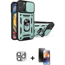 Cepte Toptan iPhone 16 Pro Max Ahenk Klasik - Siyah 3D Antistatik Mat Seramik Nano Ekran Koruyucu + Gri Pers Alüminyum Kamera Lens