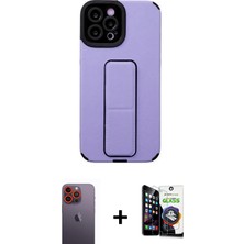 Cepte Toptan iPhone 12 Pro Max Çekirdek Yansıma - Şeffaf Temperli Cam Ekran Koruyucu + Turuncu Neon Fosforlu Kamera Lens
