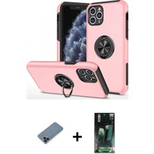 Cepte Toptan iPhone 11 Pro Max Odak Form Prime - Şeffaf 360 Full Body Arka Koruyucu + Siyah Metal Kamera Lens Koruma Cam