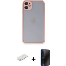 Cepte Toptan iPhone 11 Ahenk Çizgi Serisi - Siyah 3D Antistatik Hayalet Cam Ekran Koruyucu + Turuncu Renkli Kamera Lens Koruma Cam