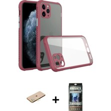 Cepte Toptan iPhone 11 Pro Nova Asil Özel Seri - Siyah 34D Hayalet Izgaralı Cam + Sarı Renkli Kamera Lens Koruma Cam