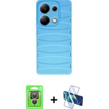 Cepte Toptan Redmi Note 13 Pro 4g Doruk Form Serisi - Siyah 3D Antistatik Seramik Nano Ekran Koruyucu + Gümüş Raze Metal Kamera Lens