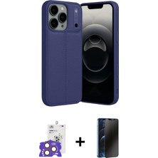 Cepte Toptan iPhone 17 Pro Max Doruk Klasik Özel Seri - Siyah 3D Antistatik Hayalet Cam Ekran Koruyucu + Turuncu Bilvis Titan Kamera Lens