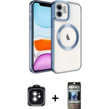 Cepte Toptan iPhone 11 Nova Işık Özel Seri - Siyah 34D Hayalet Izgaralı Cam + Siyah Pvd Metal Kamera Lens