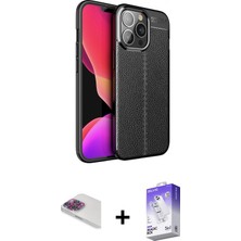 Cepte Toptan iPhone 13 Pro Max Doruk Klasik Özel Seri - Siyah Bilvis 5in1 3D Magic Cam Ekran Koruyucu + Gökkuşağı Pers Alüminyum Kamera Lens