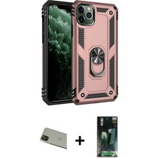 Cepte Toptan iPhone 11 Pro Max Ahenk Klasik Koleksiyonu - Şeffaf 360 Full Body Arka Koruyucu + Yeşil Rainbow Kamera Lens Koruma Cam