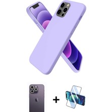 Cepte Toptan iPhone 12 Pro Max Kozmos Yansıma Özel Seri - Siyah 3D Antistatik Seramik Nano Ekran Koruyucu + Beyaz Neon Fosforlu Kamera Lens
