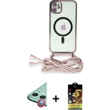 Cepte Toptan iPhone 11 Eksen Özel Seri - Siyah Buffer Cam Ekran Koruyucu + Kırmızı Raze Metal Kamera Lens