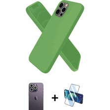 Cepte Toptan iPhone 12 Pro Max Kozmos Yansıma Özel Seri - Siyah 3D Antistatik Seramik Nano Ekran Koruyucu + Beyaz Neon Fosforlu Kamera Lens