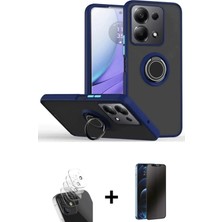 Cepte Toptan Redmi Note 13 Pro 4g Yörünge Çizgi - Siyah 3D Antistatik Hayalet Cam Ekran Koruyucu + Şeffaf Kamera Lens Koruma Cam