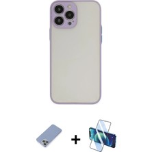 Cepte Toptan iPhone 13 Pro Ahenk Çizgi Serisi - Siyah 3D Antistatik Seramik Nano Ekran Koruyucu + Koyu Yeşil Metal Kamera Lens Koruma Cam
