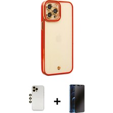 Cepte Toptan iPhone 12 Pro Max Çekirdek Klasik Serisi - Siyah 3D Antistatik Hayalet Cam Ekran Koruyucu + Gold Shine Kamera Lens