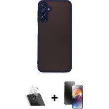 Cepte Toptan Galaxy A14 4g Ahenk Çizgi Serisi - Siyah 3D Antistatik Mat Seramik Nano Ekran Koruyucu + Şeffaf Kamera Lens Koruma Cam