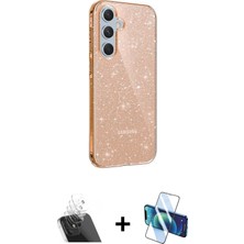 Cepte Toptan Galaxy A14 4g Yankı Doku Prime - Siyah 3D Antistatik Cam Ekran Koruyucu + Şeffaf Kamera Lens Koruma Cam