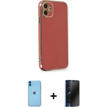 Cepte Toptan iPhone 11 Yankı Serisi - Siyah 3D Antistatik Hayalet Cam Ekran Koruyucu + Mavi Neon Fosforlu Kamera Lens