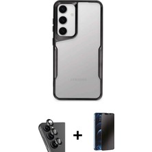 Cepte Toptan Galaxy A25 5g Akış Çizgi Koleksiyonu - Siyah 3D Antistatik Hayalet Cam Ekran Koruyucu + Siyah Valdez Metal Kamera Lens