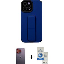 Cepte Toptan iPhone 12 Pro Max Çekirdek Yansıma - Şeffaf Royal Nano Ekran Koruyucu + Turuncu Neon Fosforlu Kamera Lens