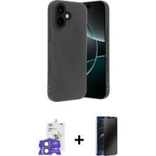 Cepte Toptan iPhone 17 Kozmos Yansıma Özel Seri - Siyah 3D Antistatik Hayalet Cam Ekran Koruyucu + Açık Yeşil Bilvis Titan Kamera Lens