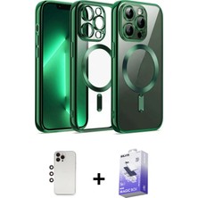 Cepte Toptan iPhone 13 Pro Max Nova Işık Özel Seri - Siyah Bilvis 5in1 5d Magic Hayalet Cam Ekran Koruyucu + Gökkuşağı Shine Kamera Lens