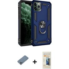 Cepte Toptan iPhone 11 Pro Ahenk Klasik Koleksiyonu - Siyah 6d Mat Seramik Hayalet Nano Ekran Koruyucu + Sierra Blue Shine Kamera Lens Koruma Cam