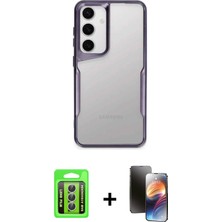 Cepte Toptan Galaxy A15 4g Akış Çizgi Koleksiyonu - Siyah 3D Antistatik Mat Seramik Nano Ekran Koruyucu + Gümüş Raze Metal Kamera Lens