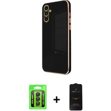 Cepte Toptan Galaxy A25 5g Yankı Serisi - Siyah 6d Antistatik Mat Seramik Hayalet Nano Ekran Koruyucu + Siyah Raze Metal Kamera Lens