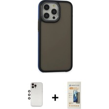 Cepte Toptan iPhone 13 Pro Max Eksen Işık - Siyah 6d Mat Seramik Hayalet Nano Ekran Koruyucu + Gökkuşağı Shine Kamera Lens