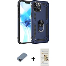 Cepte Toptan iPhone 12 Pro Max Ahenk Klasik Koleksiyonu - Siyah Mat Seramik Nano Ekran Koruyucu + Siyah Metal Kamera Lens Koruma Cam