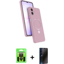 Cepte Toptan Galaxy A07 4g Iz Işık Koleksiyonu - Siyah 3D Antistatik Hayalet Cam Ekran Koruyucu + Siyah Raze Metal Kamera Lens