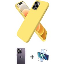 Cepte Toptan iPhone 12 Pro Max Kozmos Yansıma Özel Seri - Siyah 3D Antistatik Seramik Nano Ekran Koruyucu + Beyaz Neon Fosforlu Kamera Lens