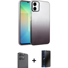 Cepte Toptan Galaxy A06 Kıvılcım Minimal Özel Seri - Siyah 3D Antistatik Hayalet Cam Ekran Koruyucu + Siyah Raze Metal Kamera Lens