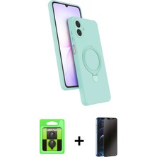 Cepte Toptan Galaxy A07 4g Iz Işık Koleksiyonu - Siyah 3D Antistatik Hayalet Cam Ekran Koruyucu + Siyah Raze Metal Kamera Lens