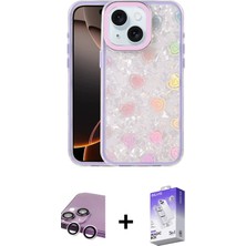 Cepte Toptan iPhone 14 Odak Prime - Siyah Bilvis 5in1 3D Magic Cam Ekran Koruyucu + Mor Raze Metal Kamera Lens