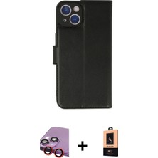 Cepte Toptan iPhone 14 Plus Siluet Işık Serisi - Şeffaf Maxco Cam Ekran Koruyucu + Kırmızı Raze Metal Kamera Lens