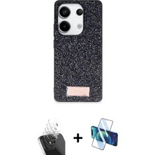 Cepte Toptan Redmi Note 13 Pro 4g Vadi Klasik Serisi - Siyah 3D Antistatik Seramik Nano Ekran Koruyucu + Şeffaf Kamera Lens Koruma Cam