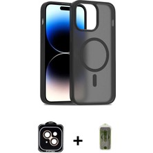 Cepte Toptan iPhone 14 Siluet Minimal Prime - Siyah Joko Magic 5d Hayalet Cam + Turuncu Pvd Metal Kamera Lens