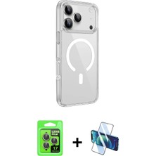 Cepte Toptan iPhone 17 Pro Kutup Klasik Serisi - Siyah 3D Antistatik Cam Ekran Koruyucu + Gri Raze Metal Kamera Lens