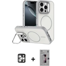 Cepte Toptan iPhone 16 Pro Max Çekirdek Klasik - Siyah Bilvis 3D Mat Cam Ekran Koruyucu + Gümüş Pvd Metal Kamera Lens