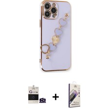 Cepte Toptan iPhone 14 Pro Max Nova Işık Prime - Siyah Bilvis 3D Mat Cam Ekran Koruyucu + Derin Mor Bilvis Titan Kamera Lens