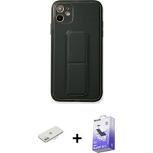 Cepte Toptan iPhone 12 Akış Doku - Siyah Bilvis 5in1 5d Magic Hayalet Cam Ekran Koruyucu + Pembe Renkli Kamera Lens Koruma Cam