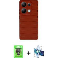 Cepte Toptan Redmi Note 13 Pro 4g Doruk Form Serisi - Siyah 3D Antistatik Seramik Nano Ekran Koruyucu + Gümüş Raze Metal Kamera Lens