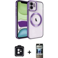 Cepte Toptan iPhone 11 Nova Işık Özel Seri - Siyah 34D Hayalet Izgaralı Cam + Siyah Pvd Metal Kamera Lens