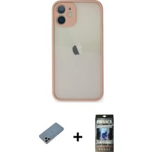 Cepte Toptan iPhone 11 Pro Max Ahenk Çizgi Serisi - Siyah 34D Hayalet Izgaralı Cam + Gökkuşağı Shine Kamera Lens Koruma Cam