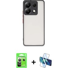 Cepte Toptan Redmi Note 13 Pro 5g Ahenk Çizgi Serisi - Siyah 3D Antistatik Cam Ekran Koruyucu + Gümüş Raze Metal Kamera Lens
